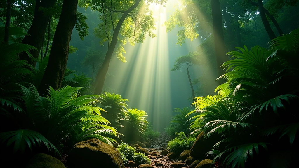Bosque tropical con helechos gigantes